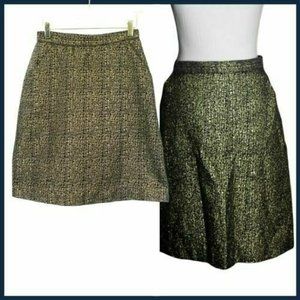Metallic A Line Cocktail Skirt Womens 3 Gold Navy Mini Party Academia TUCKER
